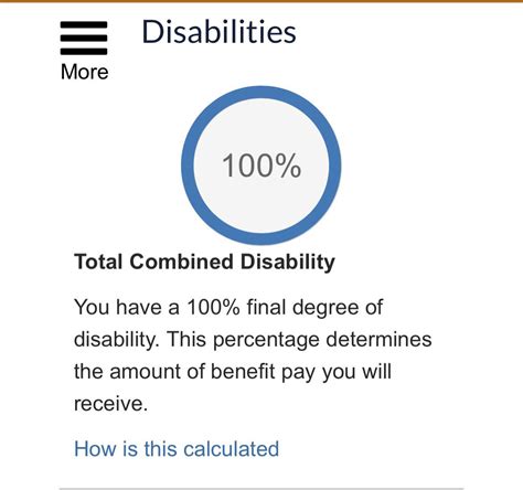 What determines 100% disability?