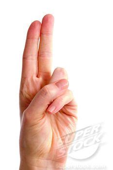 What do 2 fingers together mean?