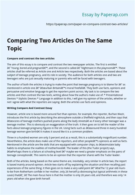 What do you look for when comparing two articles?