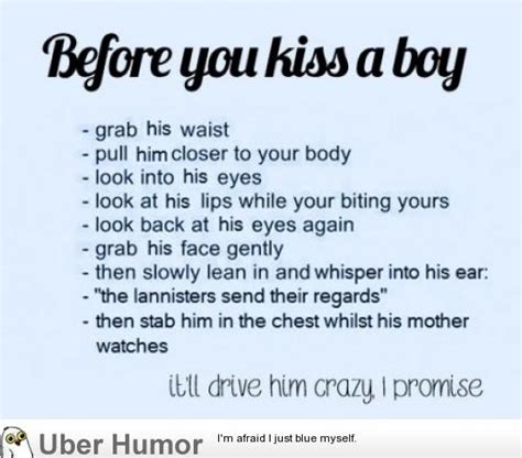 What do you say before kissing a guy?