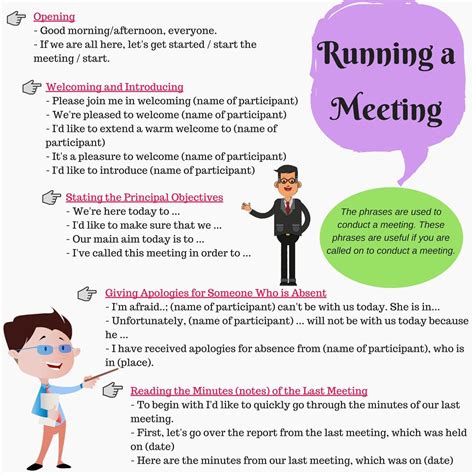 What do you say when hosting a meeting?