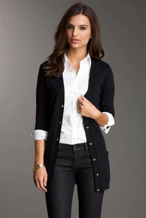 What do you wear under a business casual cardigan?