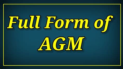 What does AGM stand for?