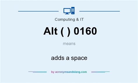 What does Alt 0160 mean?