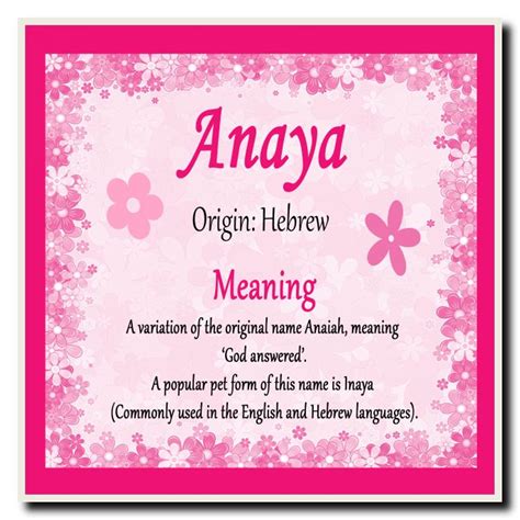 What does Anaya mean in Arabic?