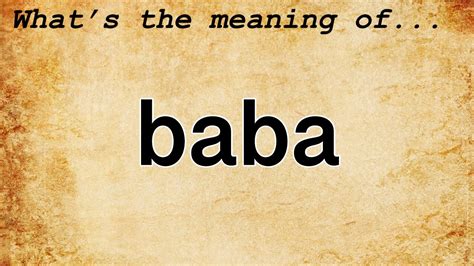 What does Baba mean in Australia?