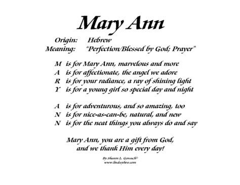 What does Mary Ann mean in Hebrew?
