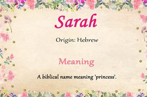 What does Sarah name mean in the Bible?