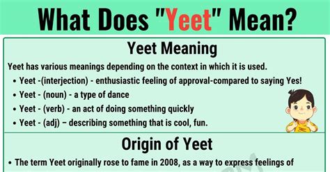 What does YEET mean in English slang?