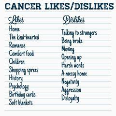 What does a Cancer like and dislike?