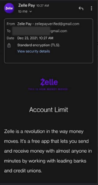 What does a fake Zelle email look like?