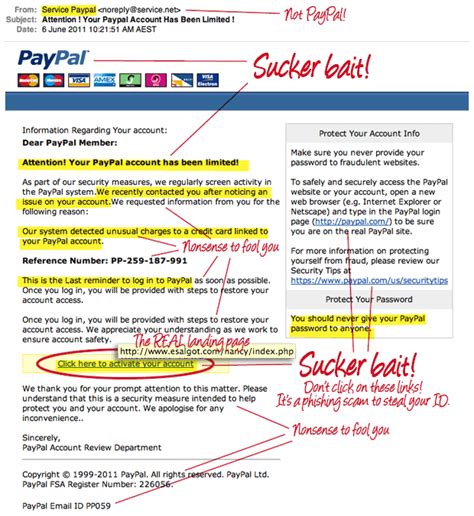 What does a fake email from PayPal look like?