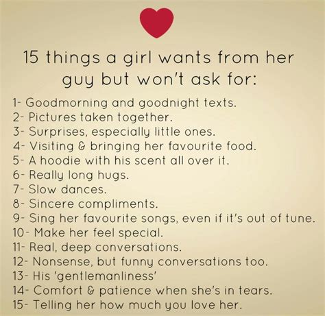 What does a girl want from you?