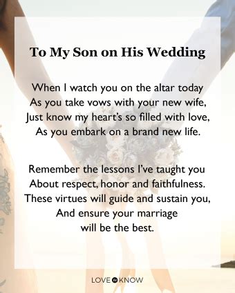 What does a mother do for her son on his wedding day?