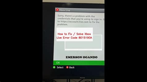 What does code 80151901 mean on Xbox 360?