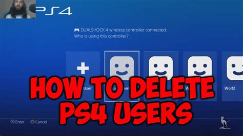 What does deleting a user on PS4 do?