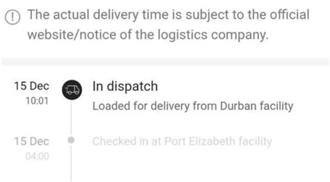 What does dispatched mean for an order?