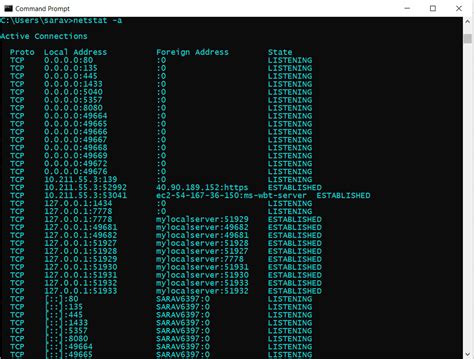 What does netstat show in cmd?