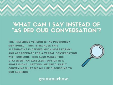 What does per our last conversation mean?