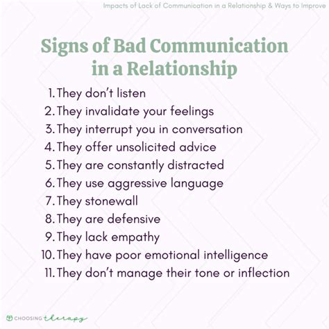 What does poor communication in a relationship look like?
