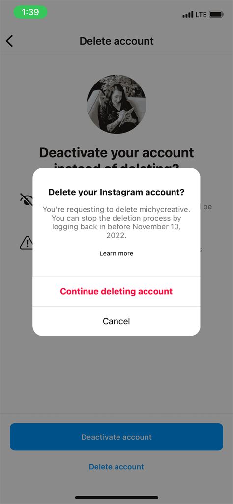 What does remove account mean Instagram?