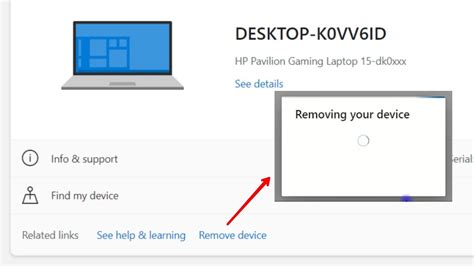 What does removing a device from Microsoft account do?