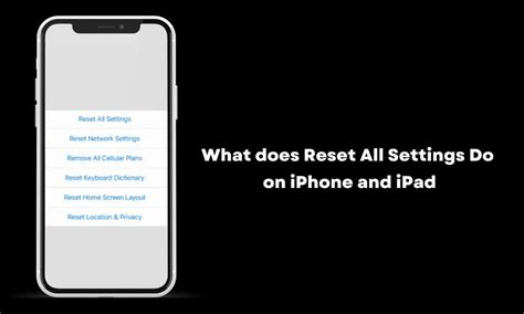 What does resetting all settings do?