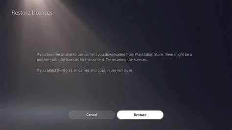 What does restoring licenses do on PS5?