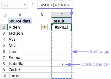 What does spill mean in Excel?