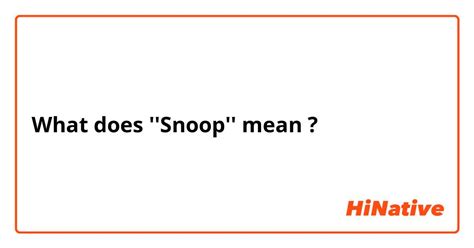 What does trying to snoop mean?