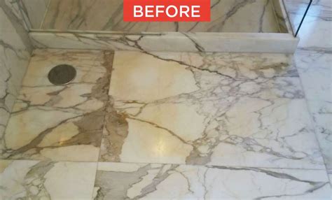 What does water damaged marble look like?