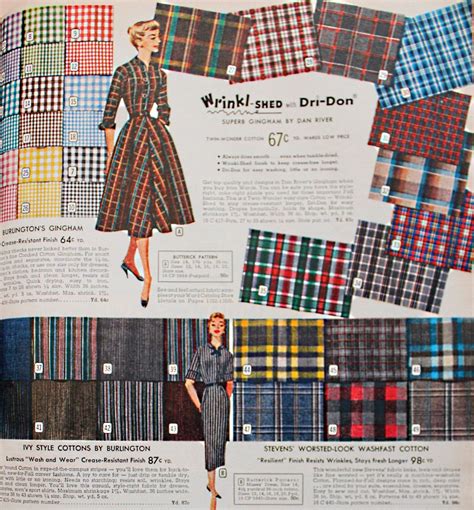 What fabrics were popular in the 1950s?