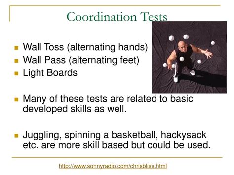 What fitness test is used for coordination?