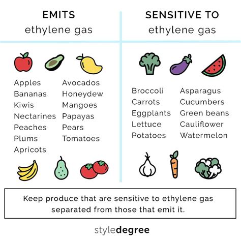 What fruits and vegetables emit ethylene gas?
