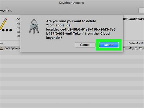 What happens if I delete a password from keychain?