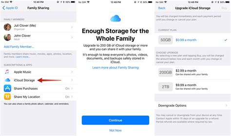 What happens if I stop using family iCloud storage?