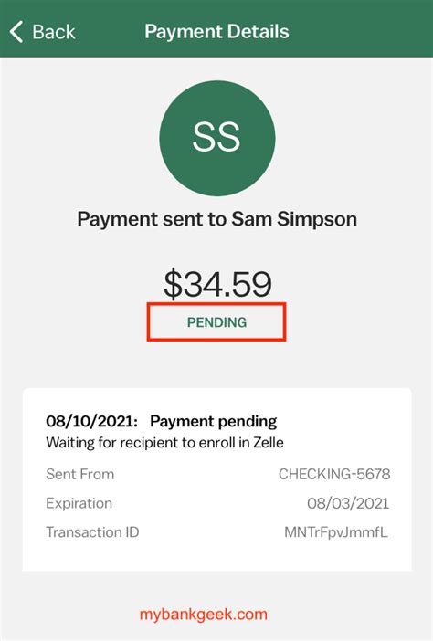 What happens if a Zelle payment is pending?
