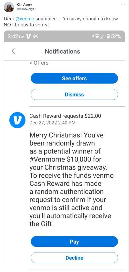 What happens if a scammer sends you money on Venmo?