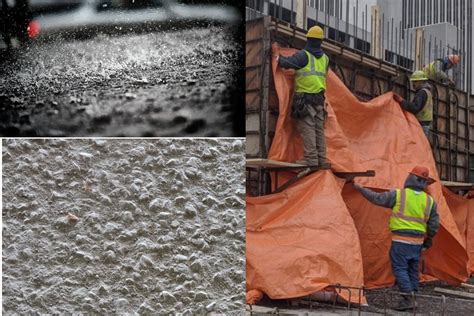 What happens if it rains on fresh concrete?