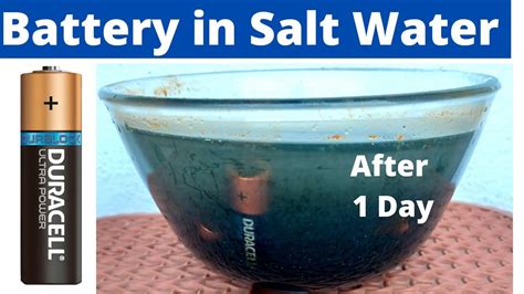 What happens if you put a battery in salt water?