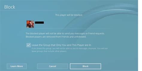 What happens when you block someone PlayStation?