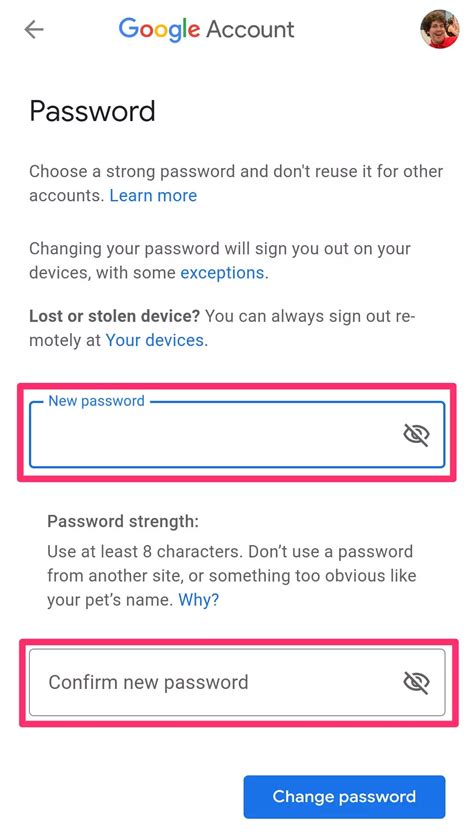 What happens when you change your password?