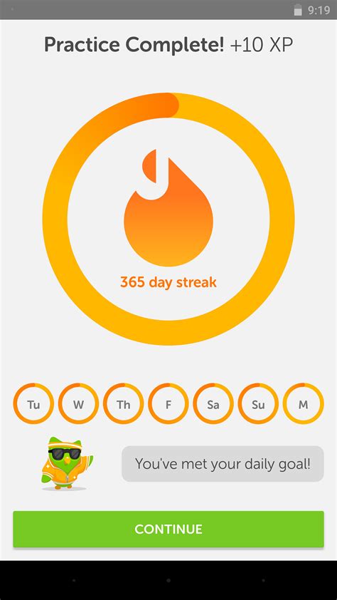 What happens when you reach 365 days on Duolingo?