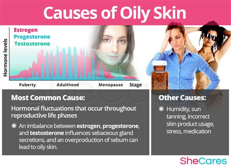 What hormone causes oily skin and hair?