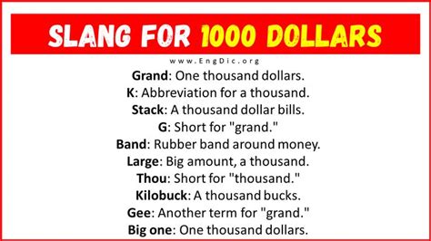 What is $1000 in slang?