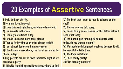 What is 10 assertive sentence example?
