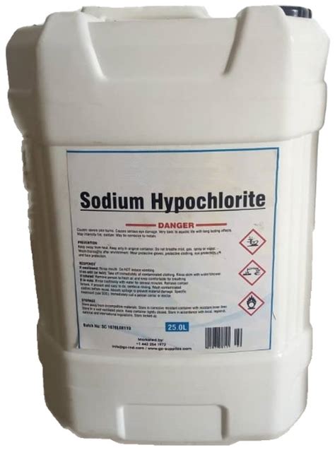What is 12.5 sodium hypochlorite?