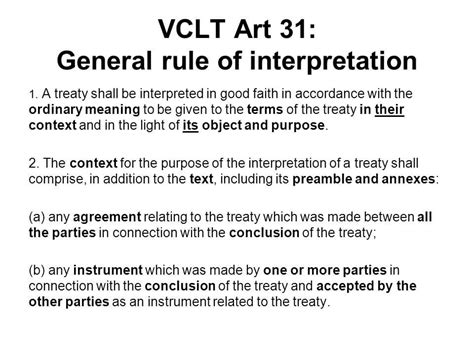 What is Article 31 1 of the VCLT?