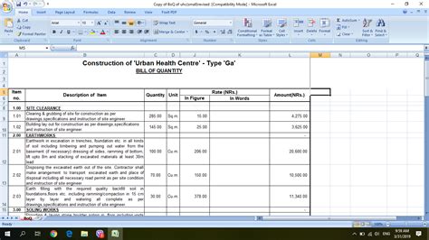 What is BOQ format in Excel?