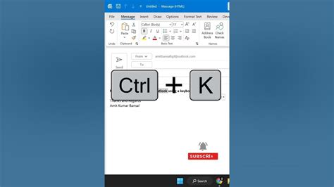 What is Ctrl K in Outlook?